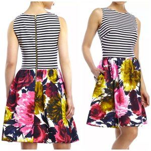 Just Taylor Dress Floral Striped Sleeveless Nautical Women Plus Size 16W